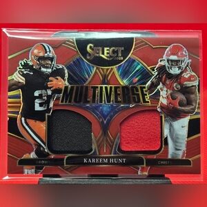 Panini Select Multiverse Kareem Hunt Dual Jersey Card - Black & Red